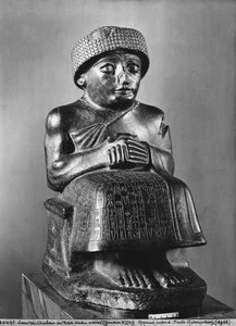 Gudea, Prince of Lagash, statue dedikeret til Ningizzada, ny-sumerisk, fra Telloh, oldtidens Girsu, ca. 2130 f.Kr. (diorit) (se også 71510, 121795, 208106 og 286948)